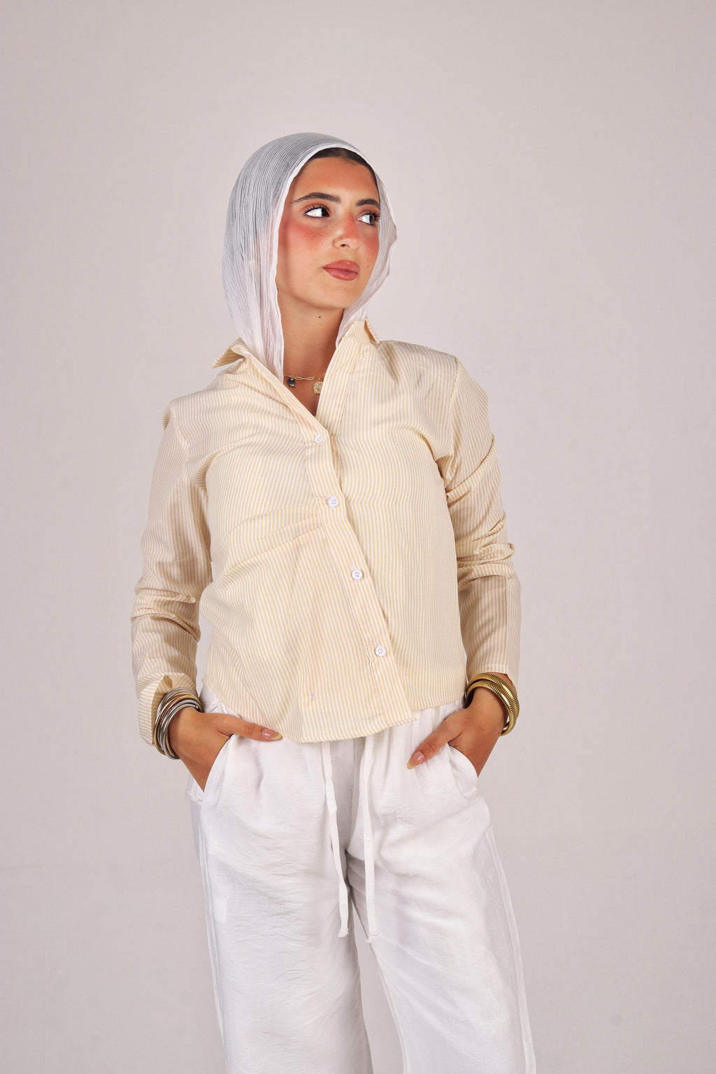 Long sleeves - Foldover Striped Shirt